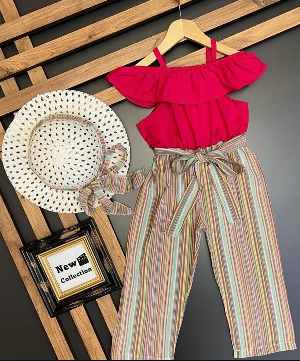 Kız çocuk tulum ve şapka set✨Le202